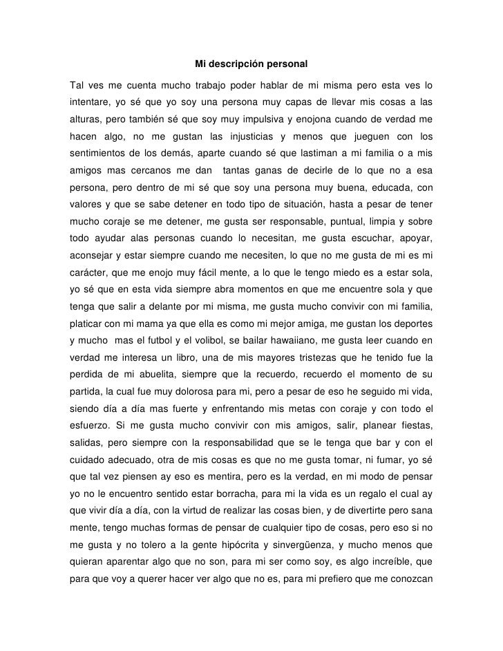 Como describirme a mi mismo